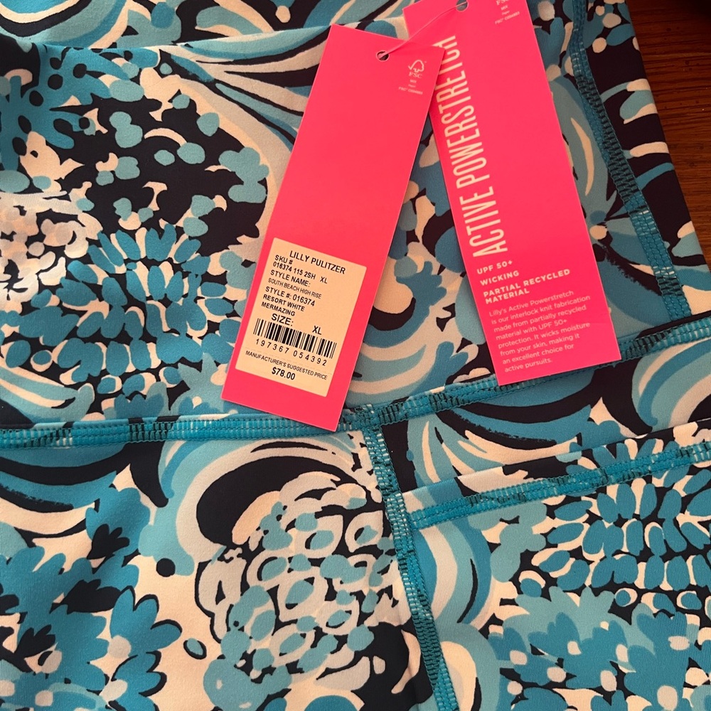Lilly Pulitzer UPF 50+ Luxletic 8" South Beach High Rise Bike Short M Mermazing - Picture 2 of 8